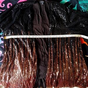 Torrid Size 2 black rose gold sequin ombre kimono duster jacket